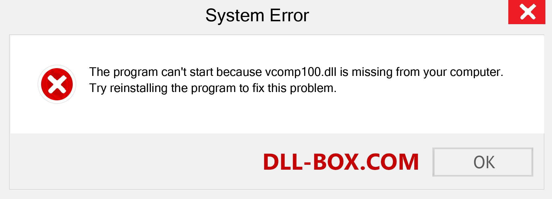  vcomp100.dll file is missing?. Download for Windows 7, 8, 10 - Fix  vcomp100 dll Missing Error on Windows, photos, images